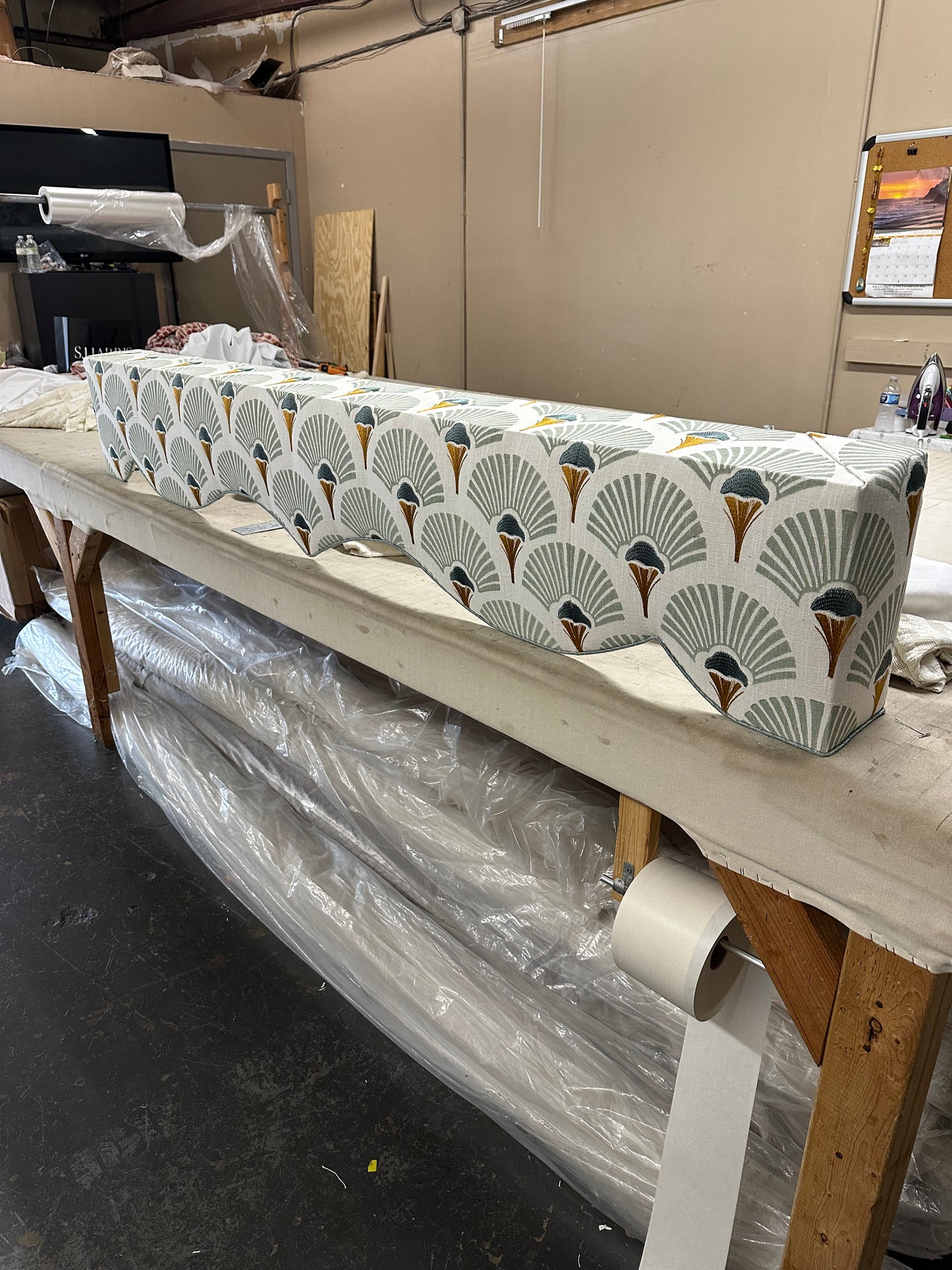 Straight Board Mounted Cornice Board @ 67” wide x 23” Long x 6” Return