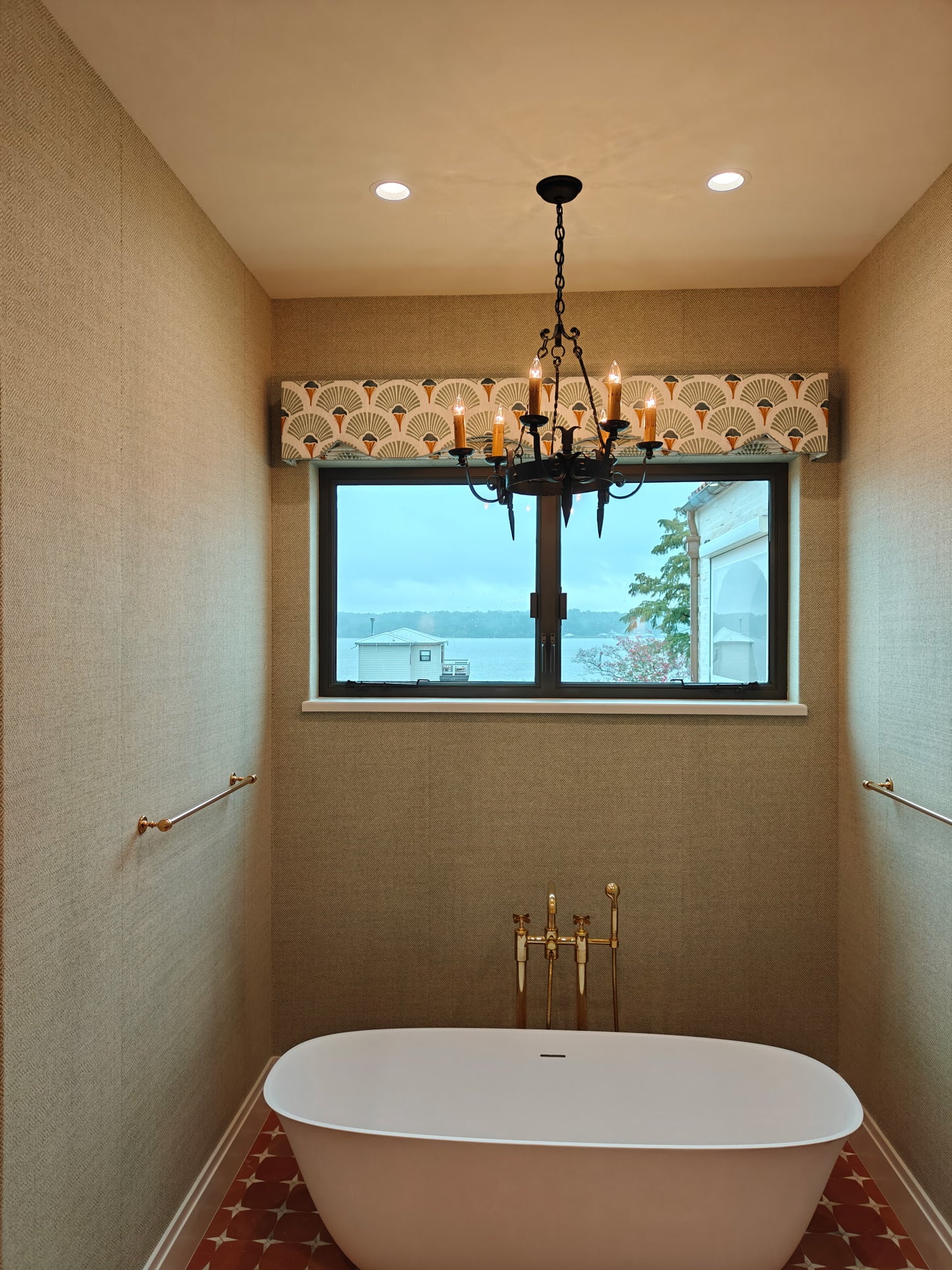 Straight Board Mounted Cornice Board @ 67” wide x 23” Long x 6” Return