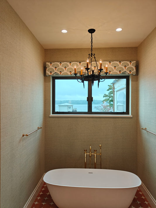 Straight Board Mounted Cornice Board @ 67” wide x 23” Long x 6” Return